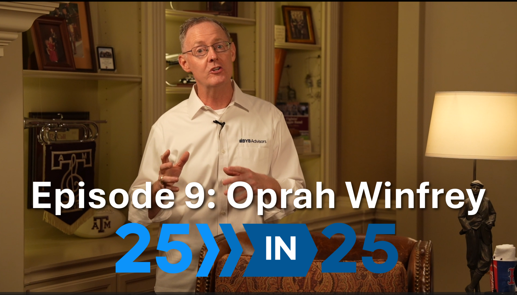 Chris stands in his study and talks about Oprah Winfrey in episode 9